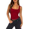 imageXIEERDUO Womens Square Neck Fitted Tank Tops Double Layer Seamless Slim Fit Shirts 2025 Basic Spring SummerC Double Layer Tank Tops Red