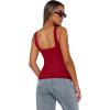 imageXIEERDUO Womens Square Neck Fitted Tank Tops Double Layer Seamless Slim Fit Shirts 2025 Basic Spring SummerC Double Layer Tank Tops Red