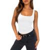 imageXIEERDUO Womens Square Neck Fitted Tank Tops Double Layer Seamless Slim Fit Shirts 2025 Basic Spring SummerC Double Layer Tank Tops White