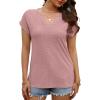 imageXIEERDUO Womens Summer Tops Cap Sleeves Eyelet Fabric Tshirts V Neck Tank Tops Loose Fit07pink