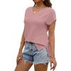 imageXIEERDUO Womens Summer Tops Cap Sleeves Eyelet Fabric Tshirts V Neck Tank Tops Loose Fit07pink