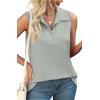 imageXIEERDUO Womens Summer Tops V Neck Collared Shirts Dressy Casual Ribbed Tank Top with Zipper Loose FitA Whitesmock