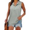 imageXIEERDUO Womens Summer Tops V Neck Collared Shirts Dressy Casual Ribbed Tank Top with Zipper Loose FitA Whitesmock
