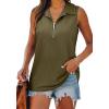 imageXIEERDUO Womens Summer Tops V Neck Collared Shirts Dressy Casual Ribbed Tank Top with Zipper Loose FitArmy Green