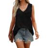 imageXIEERDUO Womens Tank Tops Loose Fit V Neck Sleeveless Pocket Summer TopZ1black