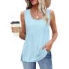 imageXIEERDUO Womens Tank Tops Sleeveless Eyelet Embroidery Summer Tops Dressy Casual Loose FitBlue