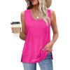 imageXIEERDUO Womens Tank Tops Sleeveless Eyelet Embroidery Summer Tops Dressy Casual Loose FitHot Pink