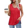 imageXIEERDUO Womens Tank Tops Sleeveless Eyelet Embroidery Summer Tops Dressy Casual Loose FitRed
