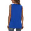 imageXIEERDUO Womens V Neck Tank Tops Pleated Sleeveless Tops Side Slit05 Blue
