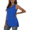 imageXIEERDUO Womens V Neck Tank Tops Pleated Sleeveless Tops Side Slit05 Blue