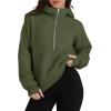 imageXIEEREDUO Womens Sweatshirts Half Zip Cropped Pullover Casual Quarter Zipper Hoodies Fall Outfits ClothesArmy Green