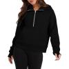 imageXIEEREDUO Womens Sweatshirts Half Zip Cropped Pullover Casual Quarter Zipper Hoodies Fall Outfits ClothesBlack