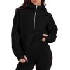 imageXIEEREDUO Womens Sweatshirts Half Zip Cropped Pullover Casual Quarter Zipper Hoodies Fall Outfits ClothesBlack