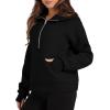 imageXIEEREDUO Womens Sweatshirts Half Zip Cropped Pullover Casual Quarter Zipper Hoodies Fall Outfits ClothesBlack