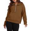 imageXIEEREDUO Womens Sweatshirts Half Zip Cropped Pullover Casual Quarter Zipper Hoodies Fall Outfits ClothesBrown