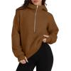 imageXIEEREDUO Womens Sweatshirts Half Zip Cropped Pullover Casual Quarter Zipper Hoodies Fall Outfits ClothesBrown