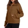 imageXIEEREDUO Womens Sweatshirts Half Zip Cropped Pullover Casual Quarter Zipper Hoodies Fall Outfits ClothesBrown