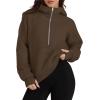 imageXIEEREDUO Womens Sweatshirts Half Zip Cropped Pullover Casual Quarter Zipper Hoodies Fall Outfits ClothesDark Browm