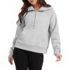 imageXIEEREDUO Womens Sweatshirts Half Zip Cropped Pullover Casual Quarter Zipper Hoodies Fall Outfits ClothesGrey