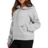imageXIEEREDUO Womens Sweatshirts Half Zip Cropped Pullover Casual Quarter Zipper Hoodies Fall Outfits ClothesGrey