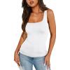 imageXIEERDUO Womens Square Neck Fitted Tank Tops Double Layer Seamless Slim Fit Shirts 2025 Basic Spring SummerC Double Layer Tank Tops White