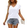 imageXIEERDUO Womens Summer Tank Tops Casual Sleeveless Tops Loose Fit Ruffle Shirts102white
