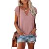 imageXIEERDUO Womens Summer Tops Cap Sleeves Eyelet Fabric Tshirts V Neck Tank Tops Loose Fit07pink