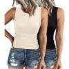 imageXIEERDUO Womens Summer Tops Racerback High Neck Tank Tops Casual Soft Basic Slim Fit Sleeveless 2 Pack012 Pack Black Beige
