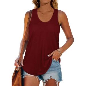 imageWomens Tank Tops Racerback Loose Shirts for Women Summer04burgundy