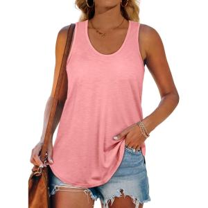 imageWomens Tank Tops Racerback Loose Shirts for Women Summer07coral