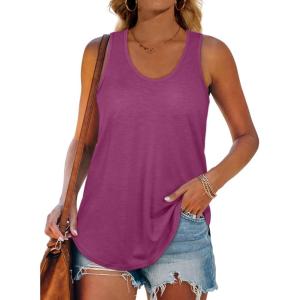 imageWomens Tank Tops Racerback Loose Shirts for Women Summer08purplered