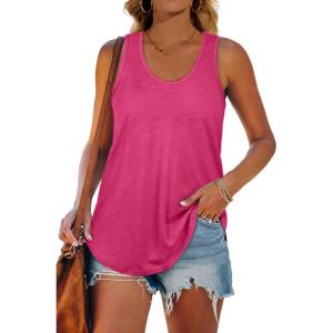 imageWomens Tank Tops Racerback Loose Shirts for Women Summer19hotpink