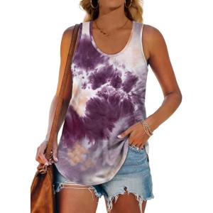 imageWomens Tank Tops Racerback Loose Shirts for Women Summer50purple Tiedye