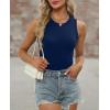 imageSummer Tops for Women 3 Pack Ribbed Summer Casual Sleeveless Crew Neck Solid Color Undershirt Black Grey Blue L