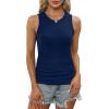 imageSummer Tops for Women 3 Pack Ribbed Summer Casual Sleeveless Crew Neck Solid Color Undershirt Black Grey Blue L