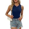 imageSummer Tops for Women 3 Pack Ribbed Summer Casual Sleeveless Crew Neck Solid Color Undershirt Black Grey Blue L