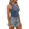 imageSummer Tops for Women 3 Pack Ribbed Summer Casual Sleeveless Crew Neck Solid Color Undershirt Black Grey Blue L