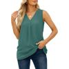 imageTank Top for Women Trendy V Neck Chiffon Blouses for Work Casual Summer Tops Blue L