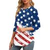 imageXIEERDUO 34 Length Sleeve Womens Tops Round Neck Casual Tunic Tops Basic Pleated Shirts Loose Fit 2025Flagwhite