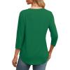 imageXIEERDUO 34 Length Sleeve Womens Tops Round Neck Casual Tunic Tops Basic Pleated Shirts Loose Fit 2025Green