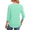 imageXIEERDUO 34 Length Sleeve Womens Tops Round Neck Casual Tunic Tops Basic Pleated Shirts Loose Fit 2025Lake Green