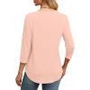 imageXIEERDUO 34 Length Sleeve Womens Tops Round Neck Casual Tunic Tops Basic Pleated Shirts Loose Fit 2025Newlight Pink