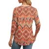 imageXIEERDUO 34 Length Sleeve Womens Tops Round Neck Casual Tunic Tops Basic Pleated Shirts Loose Fit 2025Patternedboho Floral