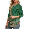 imageXIEERDUO 34 Length Sleeve Womens Tops Round Neck Casual Tunic Tops Basic Pleated Shirts Loose Fit 2025Patternedgreen Floral