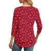 imageXIEERDUO 34 Length Sleeve Womens Tops Round Neck Casual Tunic Tops Basic Pleated Shirts Loose Fit 2025Patternedred Print