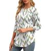 imageXIEERDUO 34 Length Sleeve Womens Tops Round Neck Casual Tunic Tops Basic Pleated Shirts Loose Fit 2025Patternedwhite Print