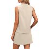 imageXIEERDUO Two Piece Skirt Sets for Women Summer Beach Vacation Outfits Mock Neck Tops Tennis Skirt Lounge Matching SetsBeige
