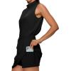 imageXIEERDUO Two Piece Skirt Sets for Women Summer Beach Vacation Outfits Mock Neck Tops Tennis Skirt Lounge Matching SetsBlack