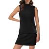 imageXIEERDUO Two Piece Skirt Sets for Women Summer Beach Vacation Outfits Mock Neck Tops Tennis Skirt Lounge Matching SetsBlack