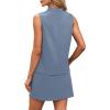 imageXIEERDUO Two Piece Skirt Sets for Women Summer Beach Vacation Outfits Mock Neck Tops Tennis Skirt Lounge Matching SetsBlue Grey
